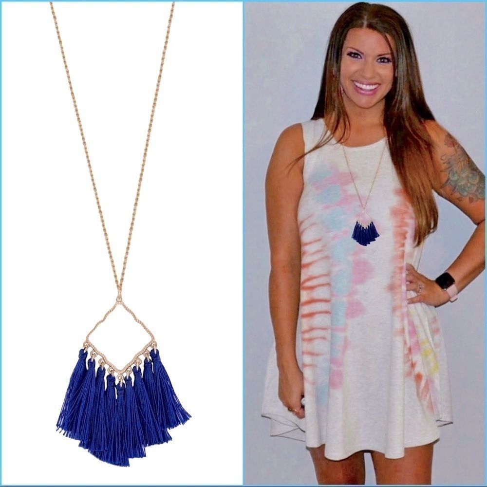 Sapphire Tassel Long Necklace